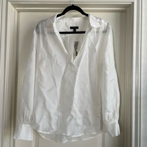NWT J.Crew Sheer White Popover Shirt sz L